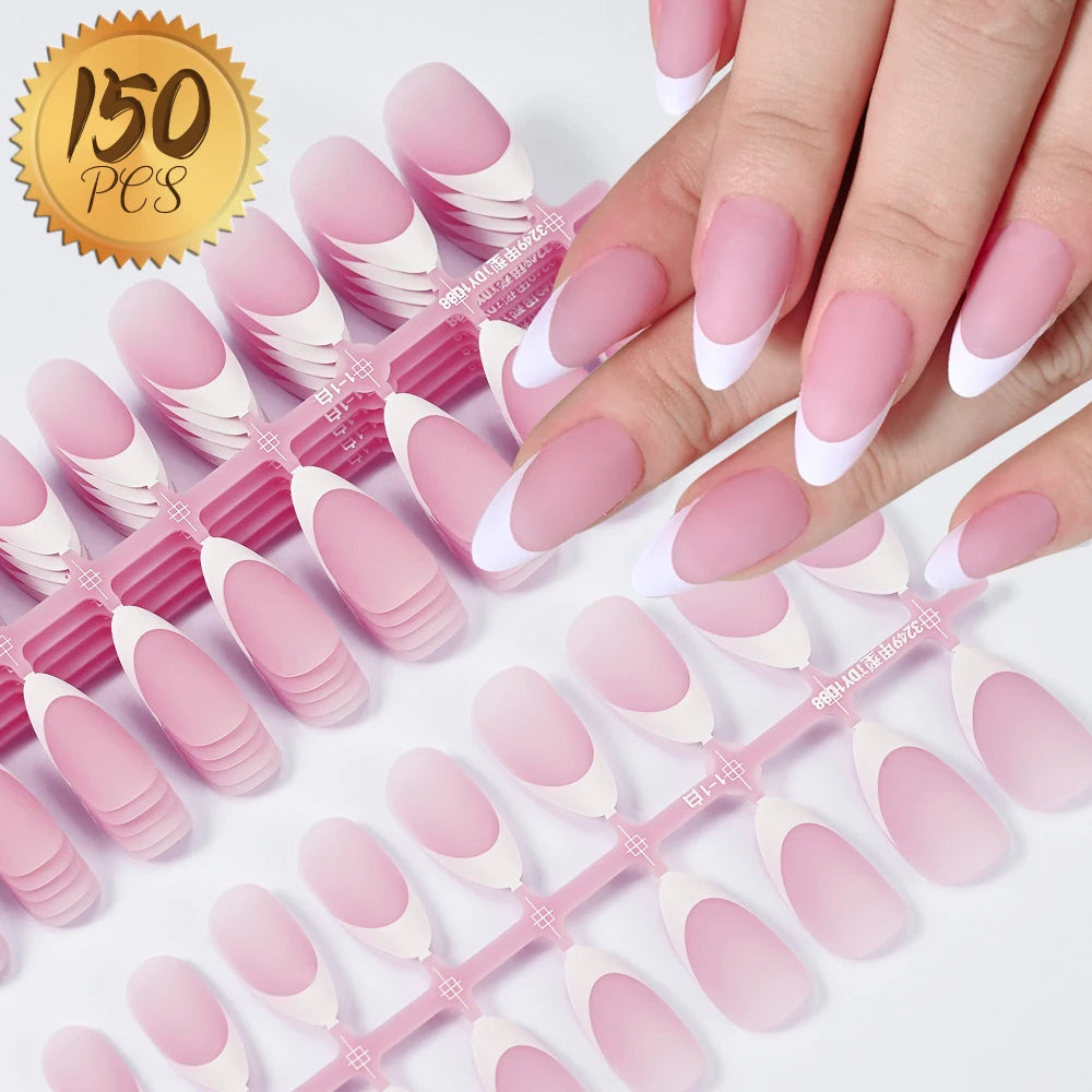 Light Pink Press-On Nails | 100pcs Short & Medium Square Full | Cover Nail Tips