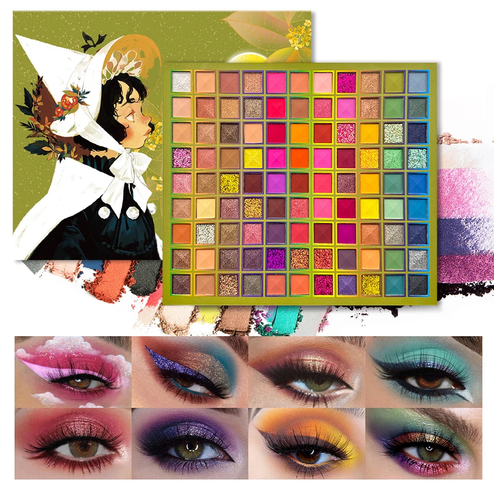 99-Color Rainbow Eyeshadow Palette | Professional Matte, Shimmer & Glitter Makeup Set