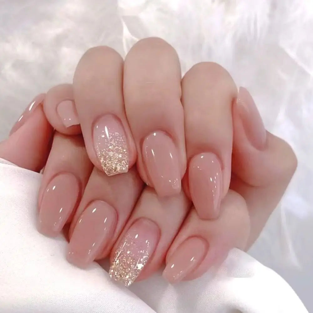 24-Piece Gradient French Ballerina Press-On Nails | Medium Coffin Shape