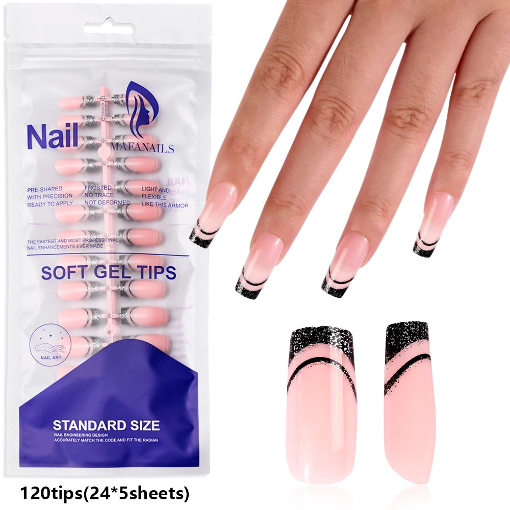 Light Pink Press-On Nails | 100pcs Short & Medium Square Full | Cover Nail Tips