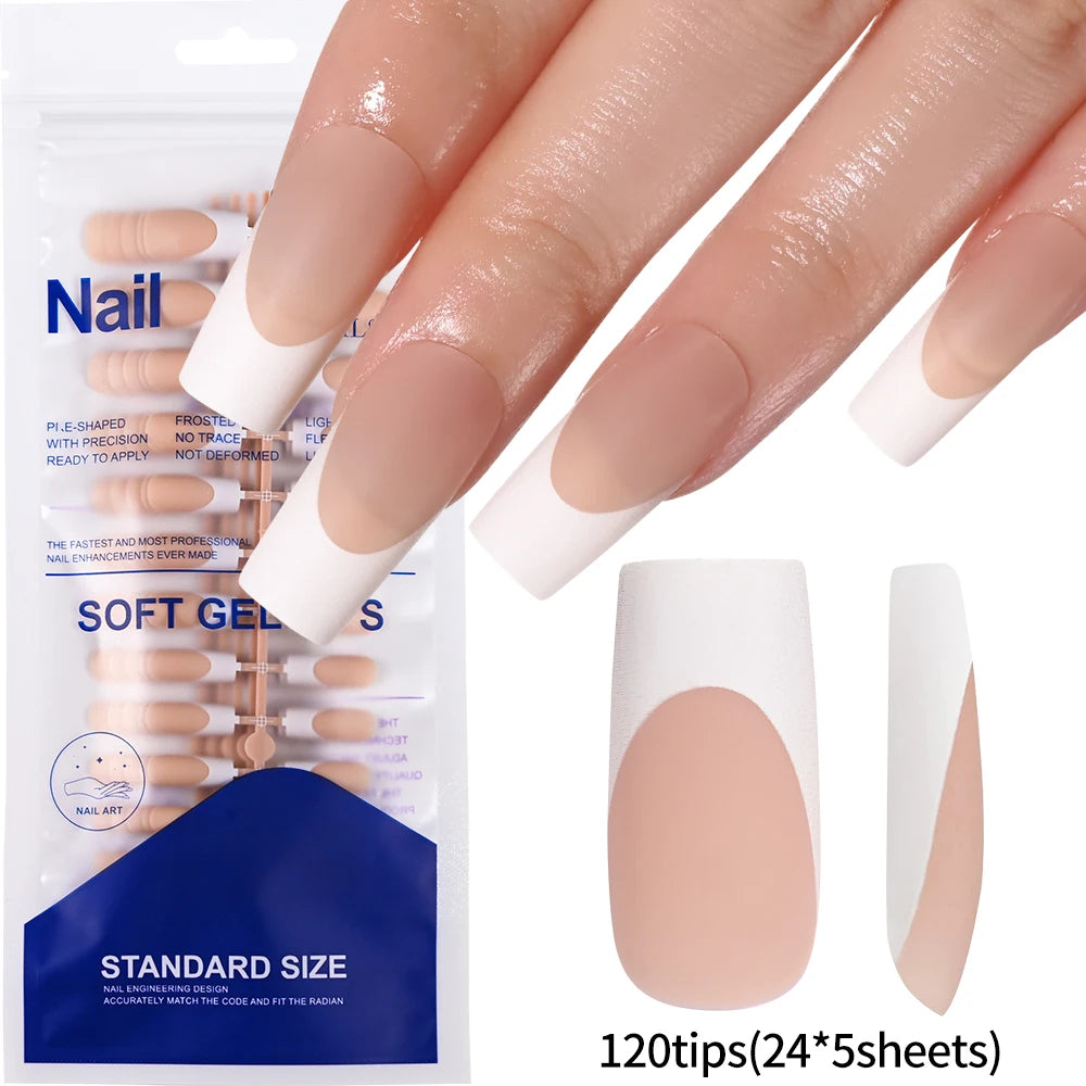 Light Pink Press-On Nails | 100pcs Short & Medium Square Full | Cover Nail Tips