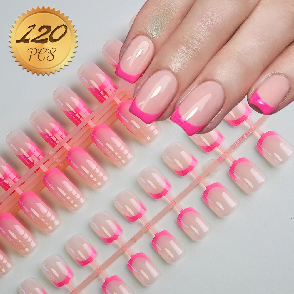 Light Pink Press-On Nails | 100pcs Short & Medium Square Full | Cover Nail Tips