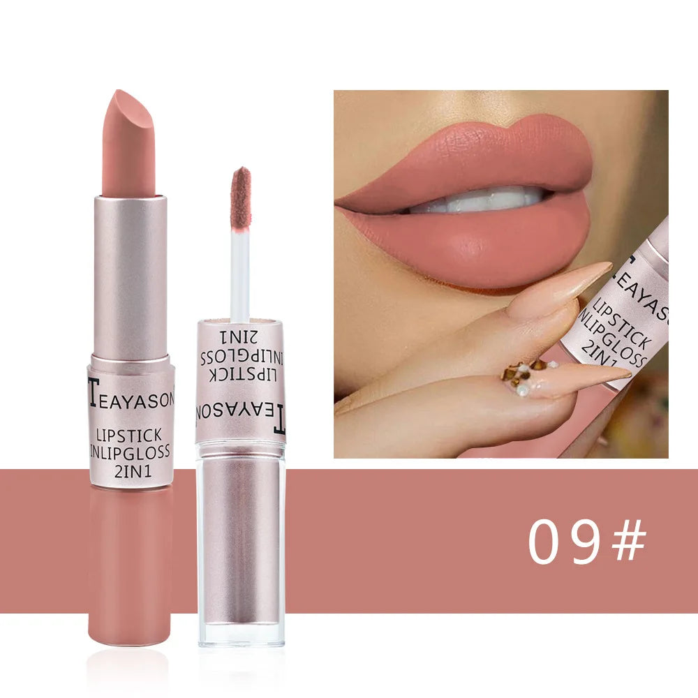Velvet Matte Double-Ended Lipstick & Gloss | Hydrating Tint Plumper