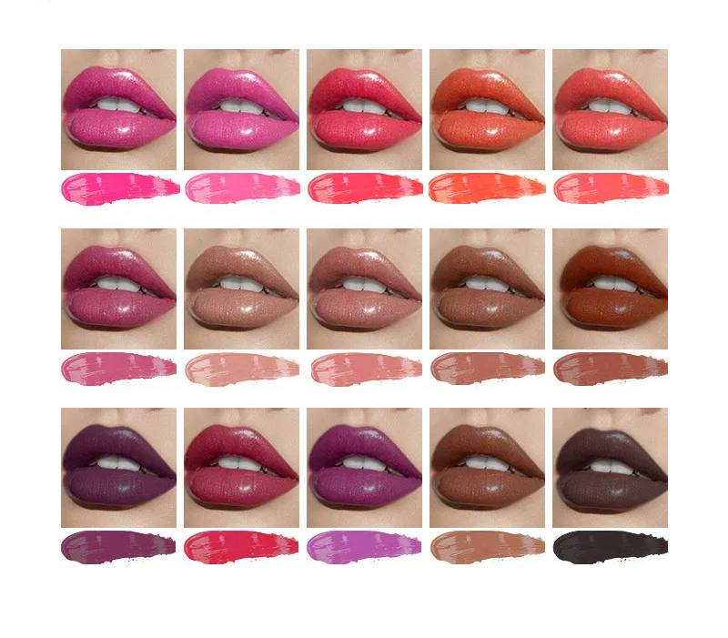 15-Color Mini Lip Gloss & Matte Lipstick Palette | Nude, Red, Pink, Purple Shades