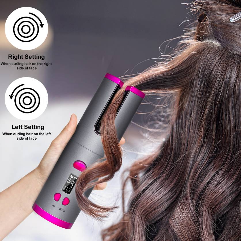 USB Wireless Automatic Curling Iron | Rechargeable Multifunctional Hair Curler with 6 Temperature & Time Settings