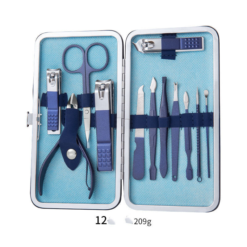 Professional Stainless Steel Nail Clippers & Manicure Pedicure Tool Set | Scissors, Cuticle Pliers, Ear Spoon & Trimmers with Leather Case